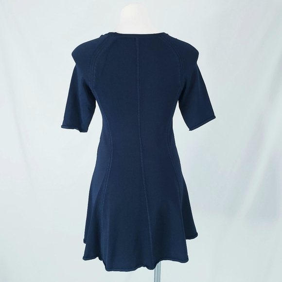 A.L.C Shelby Seamed Raglan Fit and Flare Dress Navy - Picture 6 of 14